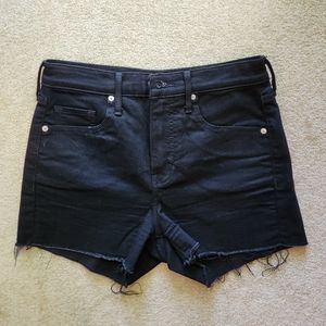 banana republic high rise black denim shorts